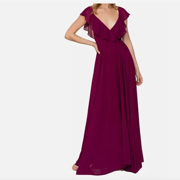 YUMI KIM Women's Burgundy Berry Full Bloom Maxi Dress Size S Petite - Picture 1 of 10